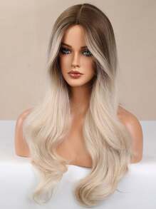 26-Inch White Blonde Medium Part Long Curly Synthetic Hair Replacement Wig For Women Halloween Christmas - Blonde Ombre - View 5