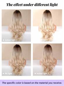 26-Inch White Blonde Medium Part Long Curly Synthetic Hair Replacement Wig For Women Halloween Christmas - Blonde Ombre - View 7