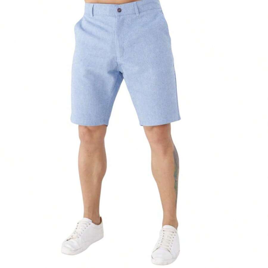 Bermuda Masculina Alfaiataria Social - Azul - Visão 1