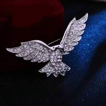 1pc Fashionable European & American Style Eagle Rhinestone Brooch, Personalized Spread Wings Eagle Suit Lapel Pin, Versatile Accessory