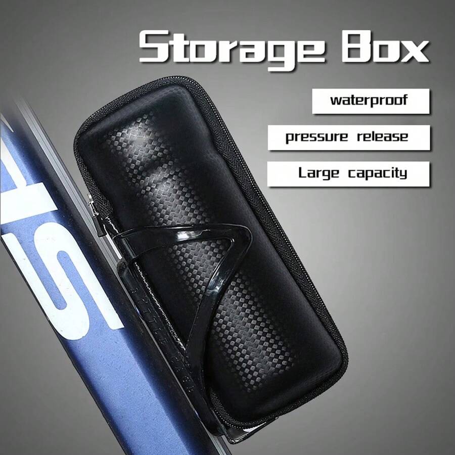 1pc Enlarged Portable Zippered Hard Shell Tool Bottle Holder Bag For Mountain Bike Or Bicycle