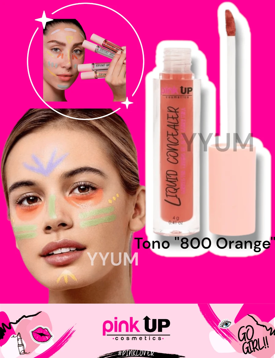 Corrector líquido Pink Up ORIGINAL Liquid concelear Corrector líquido de alta cobertura - Tono "800 Orange" - Ver 1