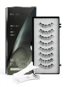 Set van 2 paar magnetische nepwimpers met professionele pincetten, herbruikbare, natuurlijke, gekruiste, korte wimpers, applicator voor wimpers voor dagelijks gebruik, werk, studie, reizen, feestjes, enz.