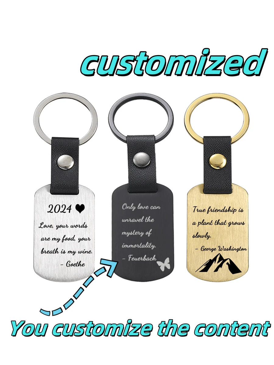 可定制的金属和皮革多色钥匙扣,非常适合生日和日常使用 - 彩色 - 查看 1