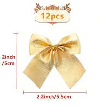 12pcs Gold Christmas Bow Decorations Christmas Tree Wreath Decorations Wedding Party Decorations Bow Decorations New Year Gifts Valentine's Day Gifts Gift Box Decorations Bow Decorations, Presents Packing, Gift Basket Decor, Birthday Wrap Valentine's Day - Gold - View 2