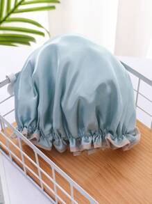 QINGMYU Mũ tắm chống thấm nước hai lớp, Mũ tắm và trang điểm bằng vải Faille màu trơn - Nhiều màu - Xem 3