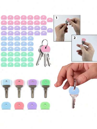 5 piezas de cubiertas elásticas de silicona de color macarrón para llaves, impermeables, protectores organizadores de llaves con llaveros, accesorios para automóvil, llaveros, escuela, lindos, góticos, Y2K