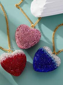 1 chiếc vòng cổ thép không gỉ mặt trái tim ombre thời trang mới dành cho phụ nữ - vòng cổ tình yêu - Xem 6