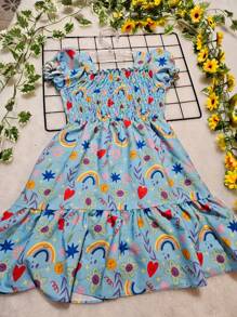 Flor De Lis Store - Printed And Colorful Children's Dress - 彩色 - 查看 6