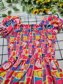 Flor De Lis Store - Printed And Colorful Children's Dress - 彩色 - 查看 8