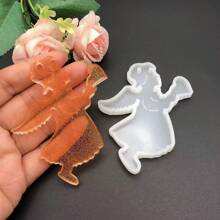 圣诞天使女孩钥匙扣吊坠硅胶模具 DIY 背包装饰挂扣水晶环氧树脂吊坠模具 - 白色 - 查看 7