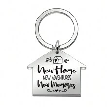1pc New Home Moving In 2025 House Shaped Stainless Steel Key Chain, Housewarming Gift Car Accessories Bag Charm School Cute Goth Y2k Bag Accessories Lanyards With Id Holder Car Accessories Bag Charms - Silver - View 6