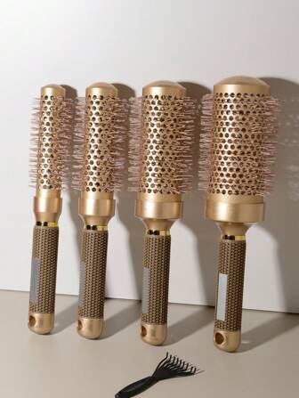 Gold Ceramic Heat-Conducting Air Aluminum Tube Roller Comb Nylon Curling Comb - Suitable For A Variety Of Hair Types, Use A Hair Dryer To Comb Out Fluffy Curls, Hair Brush, Comb, Hair Tools, Hair Products And Accessories For Barber Salon Beauty Travel Essentials, Back To School, Travel Holiday Essentials, Hair Accessories For Women, Brush, Hair Brushes, Hair Brush, Detangling Brush, Hair Brush, Wooden Comb, Hair Brush, Mini Hair Brush, Detangling Brush, Hair Brushes, Curly Hair Brush, Hairdressing Equipment,Travel Essentials,Travel Essential,Hairstyle,Hairdressing,Hair Brush,Slick Back Brush,Styling Brush,Curly Hair Brush,Edge Brush,Hair Comb,Brush Hair,Hair Brush Set,Comb Hair,Comb For Curls,Detangling Brush,Hair Brush For Women,Hair,Travel,Hair Products,Hair Tools,Hair Stuff,Barber,Barber Accessories,Barbershop,Hairdressing Equipment