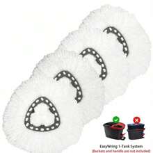 4/6 件装旋转拖把替换装带底座，完美适用于 O-Cedar Easywring 1 水箱系统，100% 超细纤维，替换拖把头清洁用品，家用地板清洁