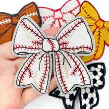 5 Stücke sortierte glänzend gerandete Sportbälle, Schleifen Verzierungen, Aufbügler Patches, bestickter Applikationen, Schmelzklebeband zum Aufbügeln für DIY Jacke, Jeans, Rucksack, Weste, Hut, Truckerkappe - Gemischte Farben - Übersicht 11