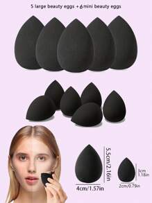 11/5pcs Makeup Sponge Set - Foundation Blending Sponge, Makeup Sponge, Makeup Sponge, Mini Makeup Sponge, Finger Puff, Powder Puff, Powder Puff, Setting Powder Puff, Makeup Tools For Face Makeup, Concealer Puff, Powder Puff And Mini Finger Puff, Suitable For Makeup Beginners, Soft And Skin-Friendly, Suitable For All Skin Types, Blush, Foundation, Cream And Puff, Dry And Wet Puff