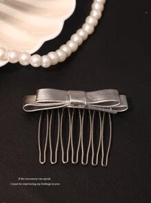 1pc Simple And Cool Bowknot Bangs Hairpin, Women's Braided Hair Hairpin, Hair Accessories Hair Combs Combs For Hair Side Comb