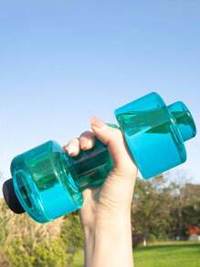 1pc 500ml Dumbbell Shaped Water Bottle, Creative Large Capacity Fitness Water Jug Portable For Home Use, Suitable For Arm Muscle Training, Weight Training, Body Shaping, For Outdoor, Camping
