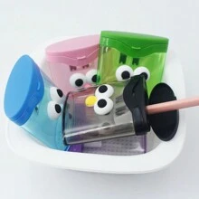 Funny Cartoon Big Eyes Students Pencil Sharpener, Flip Cover Dual Hole Handheld Pencil Sharpener With Waste Container, Multi-Function Creative Cartoon Pencil Sharpener, Model 757A Back To School - Cartoon - View 7