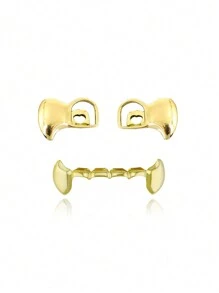 Set Of Hip-Hop Style Hollow Vampire Fang Tooth Decorative Dental Grillz