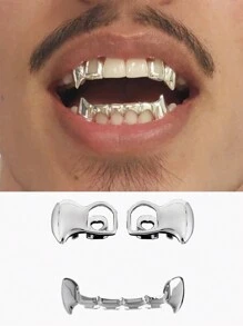 Set Of Hip-Hop Style Hollow Vampire Fang Tooth Decorative Dental Grillz