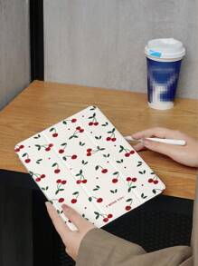 樱桃图案保护壳兼容 iPad 10.2 英寸 2021/2020 iPad 第 9/8 代，兼容三星 Galaxy Tab A8 10.5 英寸 2022，兼容华为 Matepad 10.4/Tab 保护套，带笔架，支持自动睡眠/唤醒盖 - 彩色 - 查看 4