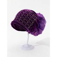 时尚蕾丝和水钻头巾头巾头带，阿拉伯风格帽子 - 彩色 - 查看 2