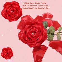 100Pcs Handcrafted Silk Rose Petals Half-Finished Pieces-Perfect For DIY Eternal Rose Forever Flowers Bouquets Everlasting Floral -Save On Craftsmanship Cost,Easy Assembly,Reduce Repetitive Work,Streamline Your Floral Creations With Ease And Efficiency, Back To School Valentine Day