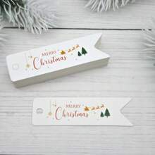 100 件节日圣诞礼品包装标签，个性化白色燕尾标签，适用于 DIY 节日礼物包装和装饰 - 彩色 - 查看 10