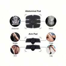 AXH. 可充电腹部按摩贴片，肌肉训练器，男女通用EMS身体肌肉刺激按摩器 - 在家锻炼腹肌、颈部和手臂 - 不含电池 - 黑色 - 查看 4