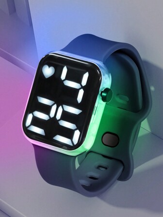 Montre électronique clignotante colorée pour enfants avec design en forme de cœur, montre électronique de style sport adaptée à la vie quotidienne, excellent cadeau