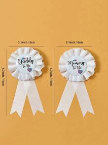 婴儿洗礼性别揭晓派对主题装饰准妈妈肩带脚冠粉色妈妈徽章 - 白色 - 查看 2
