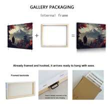 1pc Japanese Landscape Framed Canvas Wall Art Snowy Mountain Maple Leaves Wall Decor Paintings Japanese Samurai Canvas Prints Picture For Living Room Bedroom Corridor Apartment Bathroom Decoration