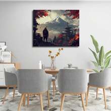 1pc Japanese Landscape Framed Canvas Wall Art Snowy Mountain Maple Leaves Wall Decor Paintings Japanese Samurai Canvas Prints Picture For Living Room Bedroom Corridor Apartment Bathroom Decoration