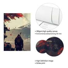 1pc Japanese Landscape Framed Canvas Wall Art Snowy Mountain Maple Leaves Wall Decor Paintings Japanese Samurai Canvas Prints Picture For Living Room Bedroom Corridor Apartment Bathroom Decoration