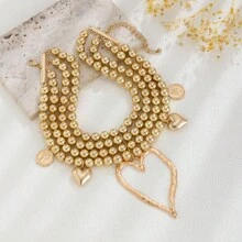 复古仿珍珠夸张多层堆叠大心形珍珠项链 - CCB - 查看 2