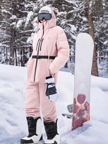 طقم نسائي لرياضة المحترفين والترفيه، بدلة تزلج - جاكيت + بنطلون HX369