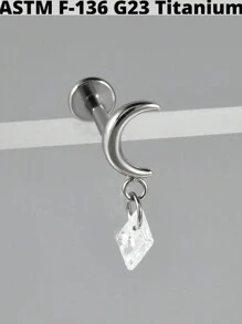 1 pièce Boucle d'oreille pendante de cartilage en titane G23 unicolore avec la forme de la lune, étude, 16G, avec filetage interne, épée, helix, oreille tragus, bijoux de piercing corporel