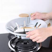 1 pieza Protector contra el viento de metal para estufa, deflector de llama para aumentar la intensidad del fuego para estufa de gas doméstica, accesorio práctico y ahorrador de combustible para estufa de gas, con aislamiento térmico y protección contra el viento - Plateado - Ver 5
