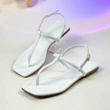 Women's Flat Heel Sandal With Strappy Back - mestizo trắng - Xem 1