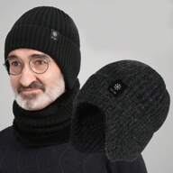 1 قطعة قبعة شتوية سميكة مبطنة من الصوف مع أغطية للأذنين للرجال ، قبعة قابلة لتدفئة الدراجات الهوائية، كاجوال