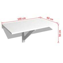 White Folding Wall Table Space Saving 100x60 Cm Multi Purpose Design - White - View 5