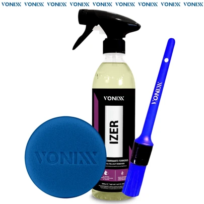 DESCONTAMINANTE FERROSO IZER 500ml VONIXX LIMPA RODAS PINCEL PARA DETALHAMENTO E APLICADOR