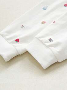 女童可爱全印花长袖 Polo 领 T 恤，甜美时尚，适合幼儿和儿童，春秋季