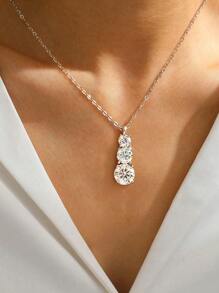 1Pc Luxury Three Diamond Necklace Moissanite Diamond Pendants Necklace S925 Sterling Silver Wedding Necklace Engagement Necklace Luxury Jewelry For Gifts Girls Women Anniversary