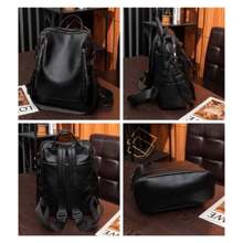 High Quality PU Leather Women's Backpack Medium Spacious With Shoulder Strap 608 - 藍色 - 查看 3