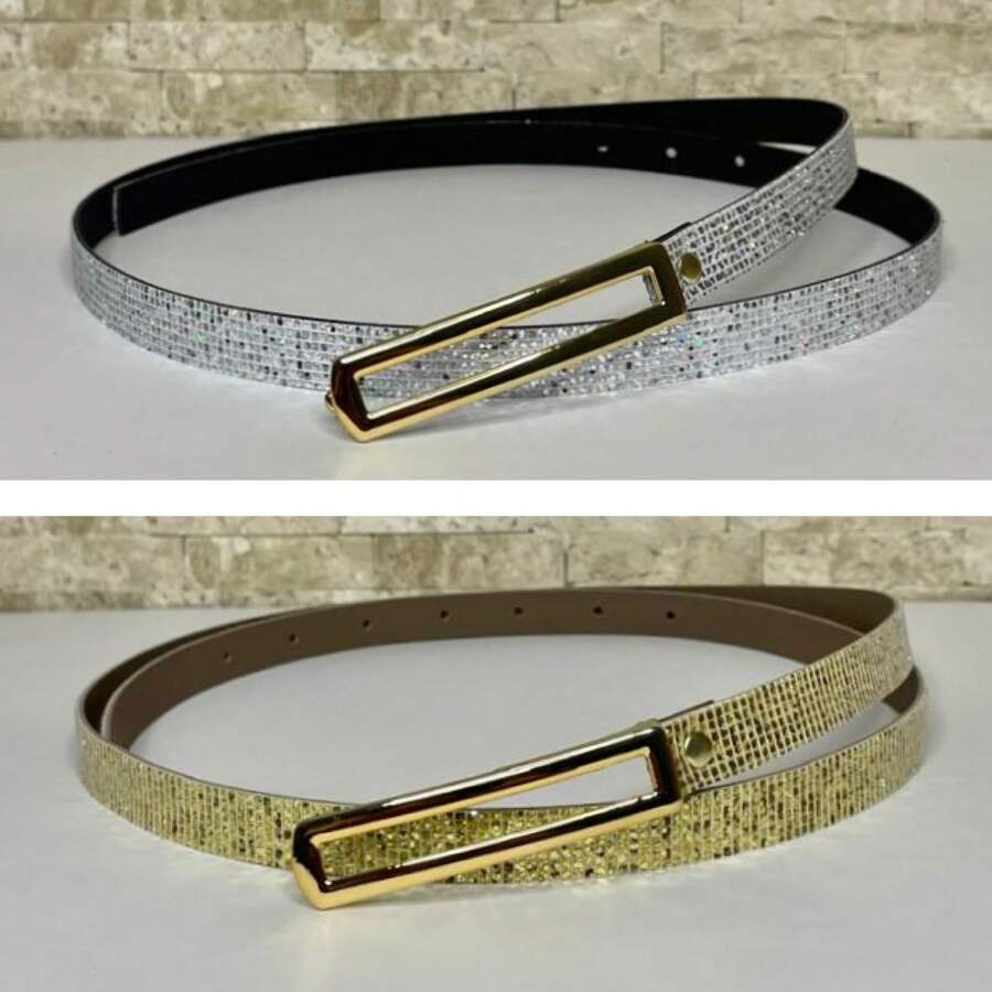 Kit With 2 Rectangular Dress Belts In Various Colors - Vàng - Xem 1