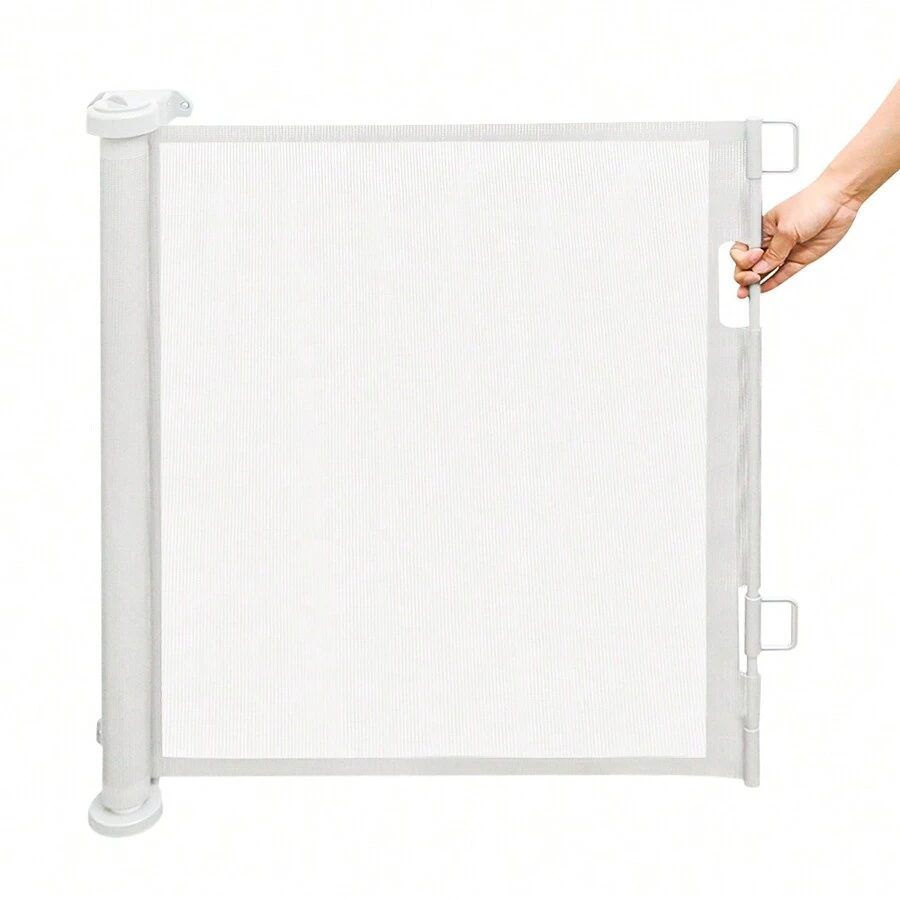 Stair Gate, 0-150 Cm Door Gate, Retractable, Door Barrier Suitable For Babies And Pets, 87 X 150 Cm, Black/White/Grey - 白色 - 查看 1