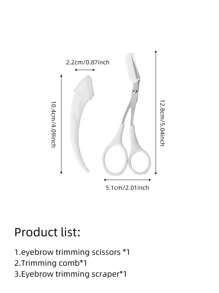 2 pièces Set de taille-sourcils en acier inoxydable avec rasoir sourcils incurvé et ciseaux à sourcils avec peigne. Outil de beauté convenant aux débutants, pour tout type de peau. Accessoires d'épilation pour hommes et femmes, épilation du visage, tondeuse à cheveux, tondeuse à cheveux, fournitures de barbier, coupe de cheveux, sac, organisateur, rangement, accessoires cheveux