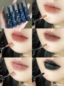 GIRLCULT Batom Manchado Fosco Love Whisper G79 Preto e Azul Batom Camaleão e Preto | Tinta Não Pegajosa | Brilho Labial Hidratante e Longa Duração | Altamente Pigmentado | Aspecto Mais Suave e Fosco | Ultra Brilho Com Cor Realçadora | Não Ressecante, 3,8ml/0,13 fl. Oz, PRESENTE